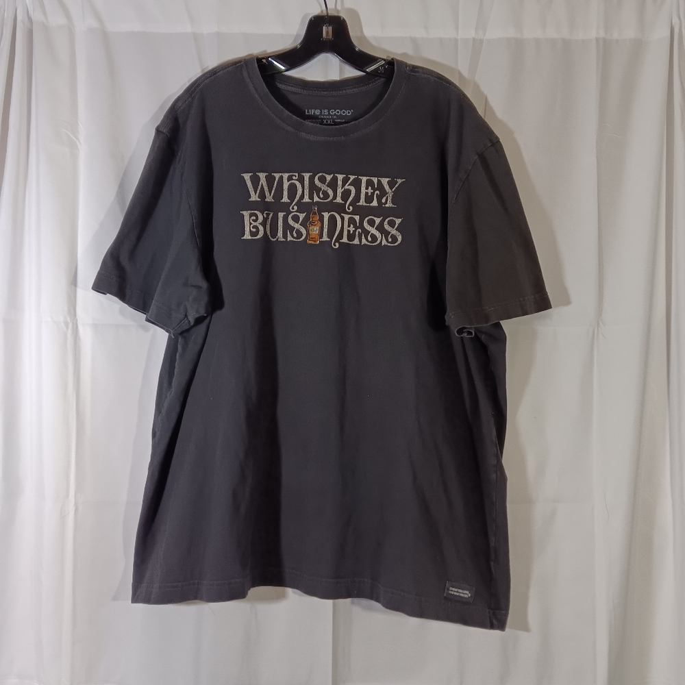 Whiskey Business Mens XXL Life Is Good Tee Graphic Gray T-shirt Top